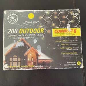 GE Pro-Line 200 Outdoor Indoor Commercial Grade Icicle Lights Multi 13 Ft NOS